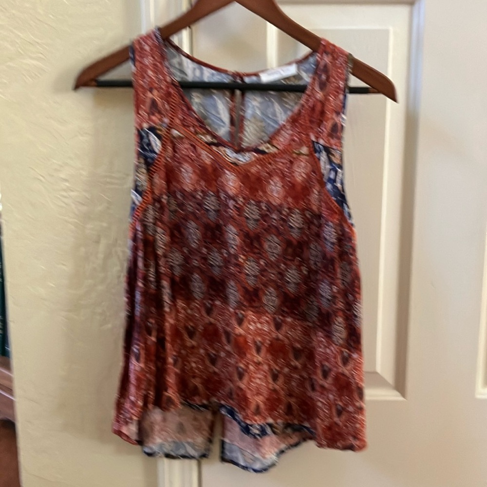 Sophie Rue Sleeveless Bohemian Rayon Top Keyhole Back